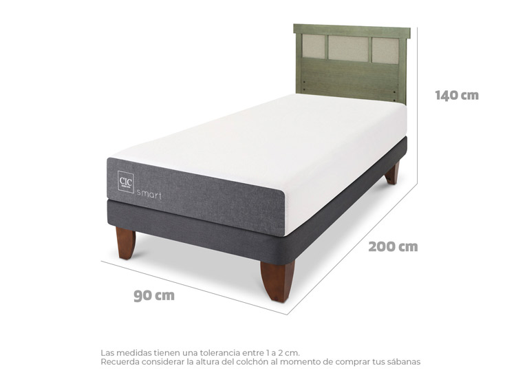 JUEGO DE DORMITORIO CIC CAMA EUROPEA SMART 1 PLAZA + RESPALDO DUBLIN OLIVO - 3