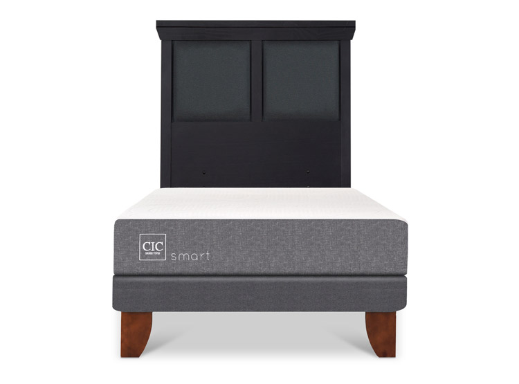 JUEGO DE DORMITORIO CIC CAMA EUROPEA SMART 1 PLAZA + RESPALDO TORINO NEGRO - 1
