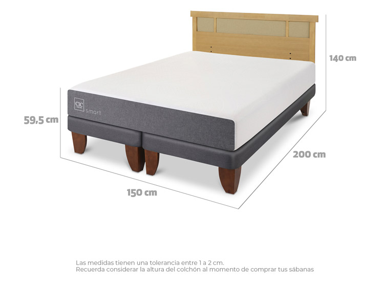 JUEGO DE DORMITORIO CIC CAMA EUROPEA SMART BD 2 PLAZAS + RESPALDO DUBLIN MOSTAZA - 3