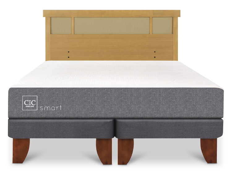 JUEGO DE DORMITORIO CIC CAMA EUROPEA SMART BD 2 PLAZAS + RESPALDO DUBLIN MOSTAZA - 1