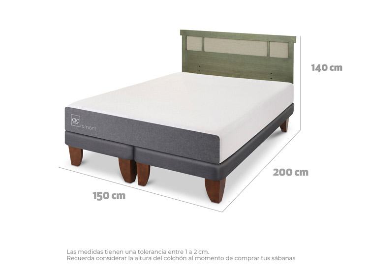 JUEGO DE DORMITORIO CIC CAMA EUROPEA SMART BD 2 PLAZAS + RESPALDO DUBLIN OLIVO - 3