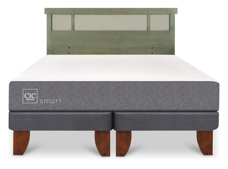 JUEGO DE DORMITORIO CIC CAMA EUROPEA SMART BD 2 PLAZAS + RESPALDO DUBLIN OLIVO - 1