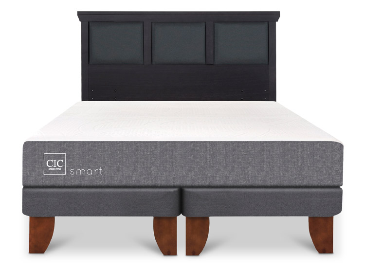 JUEGO DE DORMITORIO CIC CAMA EUROPEA SMART BD 2 PLAZAS + RESPALDO TORINO NEGRO - 1