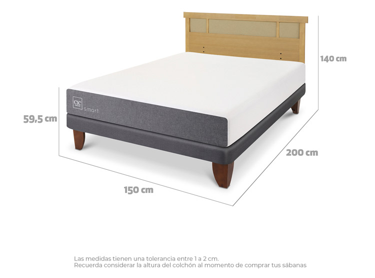 JUEGO DE DORMITORIO CIC CAMA EUROPEA SMART BN 2 PLAZAS + RESPALDO DUBLIN MOSTAZA - 3