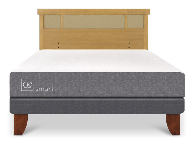 JUEGO DE DORMITORIO CIC CAMA EUROPEA SMART BN 2 PLAZAS + RESPALDO DUBLIN MOSTAZA - 1