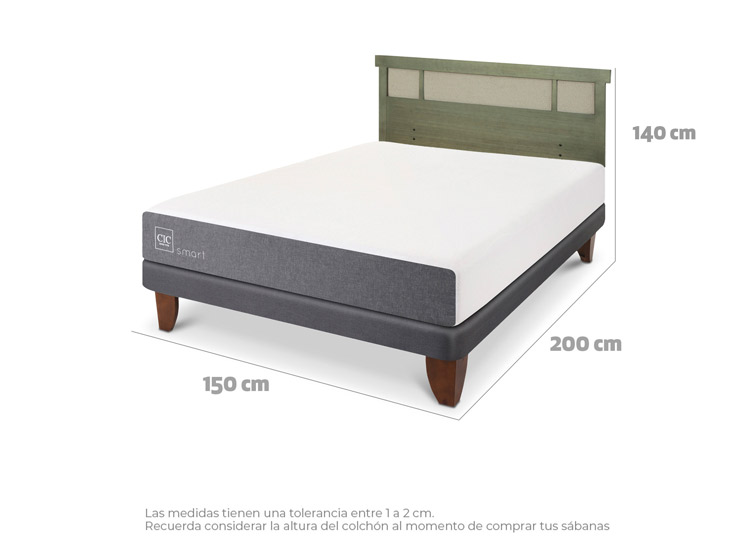 JUEGO DE DORMITORIO CIC CAMA EUROPEA SMART BN 2 PLAZAS + RESPALDO DUBLIN OLIVO - 3