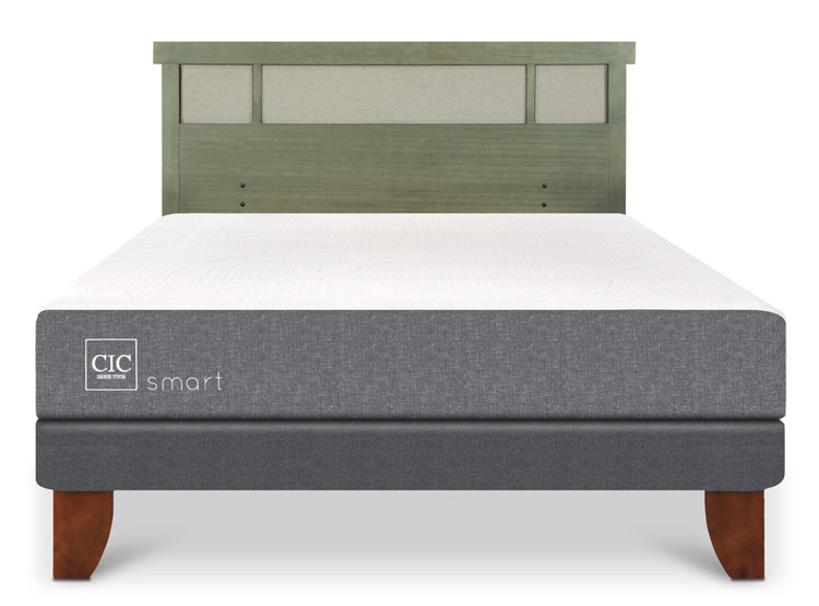 JUEGO DE DORMITORIO CIC CAMA EUROPEA SMART BN 2 PLAZAS + RESPALDO DUBLIN OLIVO - 1