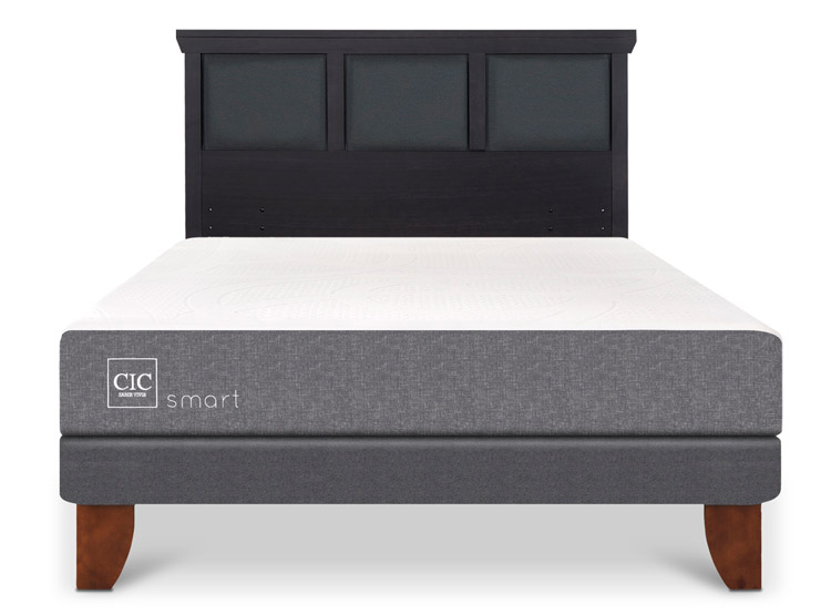 JUEGO DE DORMITORIO CIC CAMA EUROPEA SMART BN 2 PLAZAS + RESPALDO TORINO NEGRO - 1