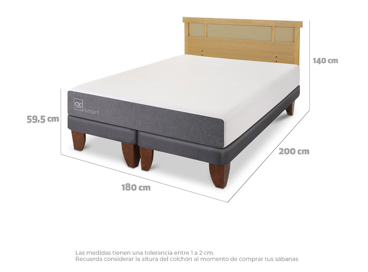 JUEGO DE DORMITORIO CIC CAMA EUROPEA SMART KING + RESPALDO DUBLIN MOSTAZA - 3