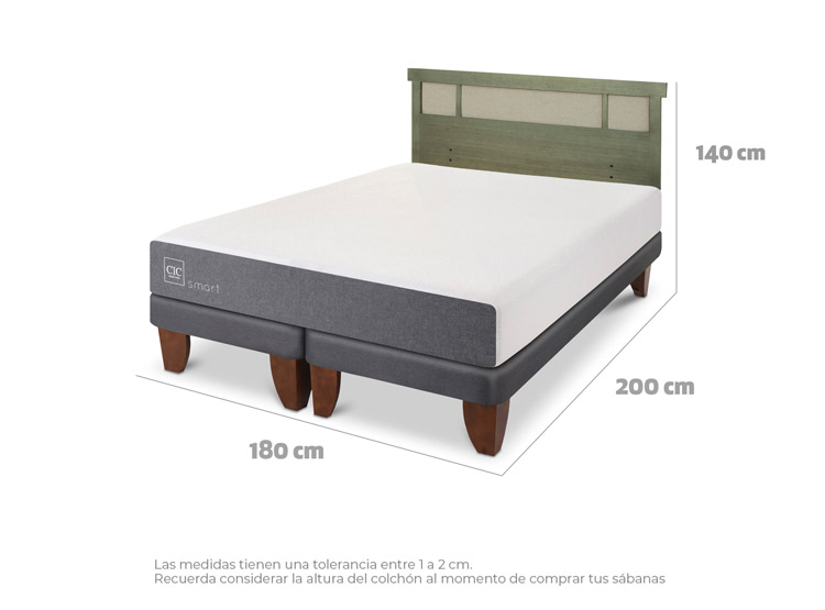 JUEGO DE DORMITORIO CIC CAMA EUROPEA SMART KING + RESPALDO DUBLIN OLIVO - 3