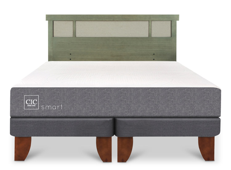 JUEGO DE DORMITORIO CIC CAMA EUROPEA SMART KING + RESPALDO DUBLIN OLIVO - 1