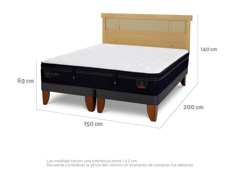 JUEGO DE DORMITORIO CIC CAMA EUROPEA SUPER PREMIUM BD 2 PLAZAS + RESPALDO DUBLIN MOSTAZA - 3