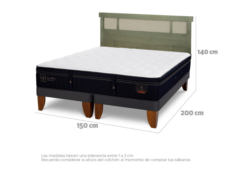 JUEGO DE DORMITORIO CIC CAMA EUROPEA SUPER PREMIUM BD 2 PLAZAS + RESPALDO DUBLIN OLIVO - 3