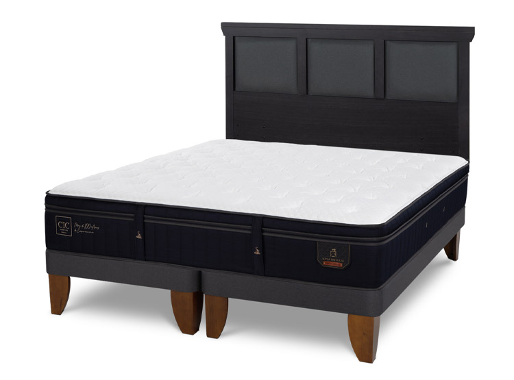 JUEGO DE DORMITORIO CIC CAMA EUROPEA SUPER PREMIUM BD 2 PLAZAS + RESPALDO TORINO NEGRO - 2