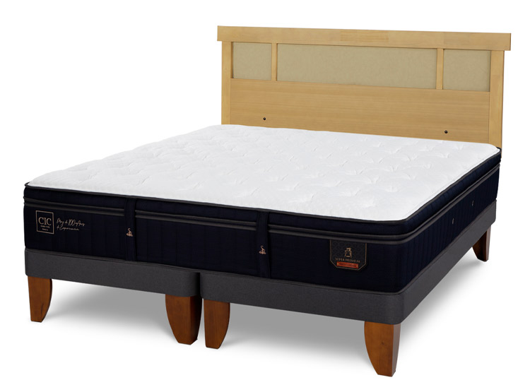 JUEGO DE DORMITORIO CIC CAMA EUROPEA SUPER PREMIUM KING + RESPALDO DUBLIN MOSTAZA - 2