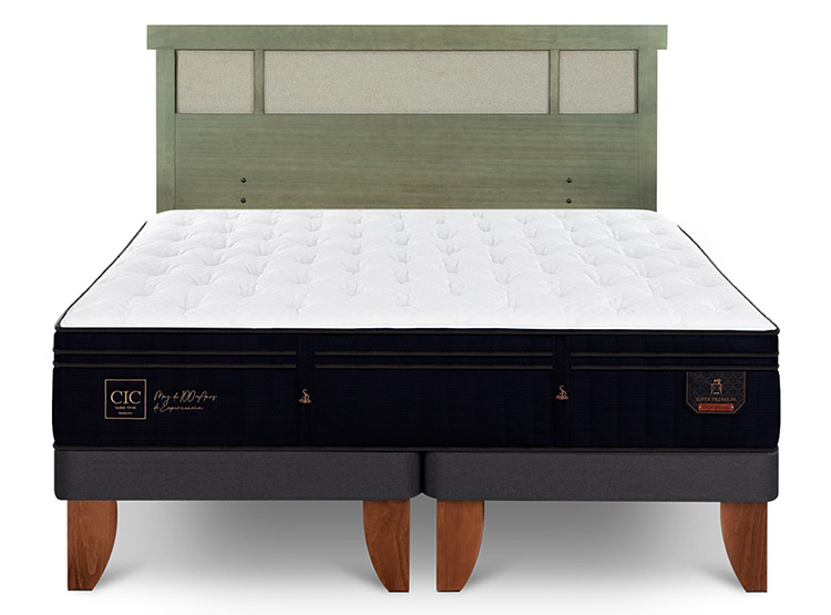 JUEGO DE DORMITORIO CIC CAMA EUROPEA SUPER PREMIUM KING + RESPALDO DUBLIN OLIVO - 1