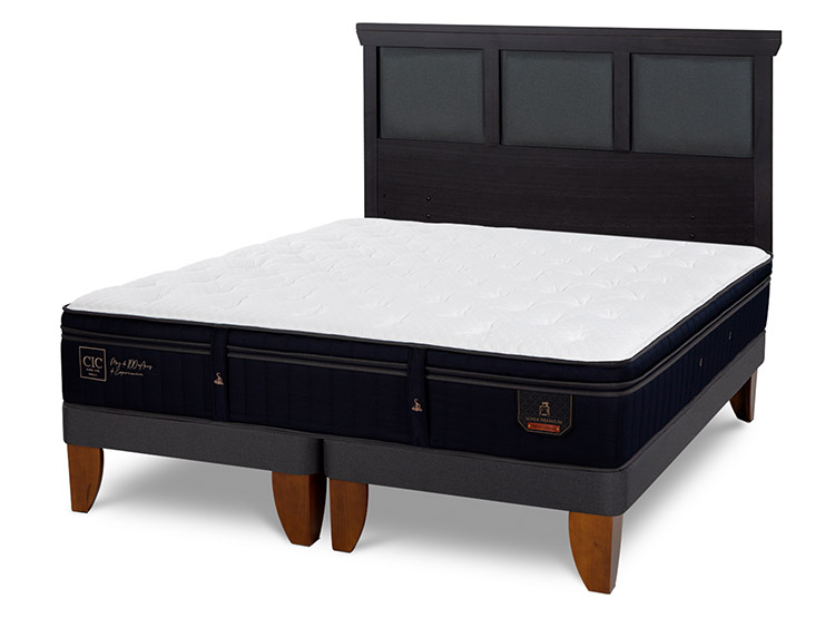 JUEGO DE DORMITORIO CIC CAMA EUROPEA SUPER PREMIUM KING + RESPALDO TORINO NEGRO - 2