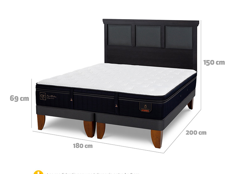 JUEGO DE DORMITORIO CIC CAMA EUROPEA SUPER PREMIUM KING + RESPALDO TORINO NEGRO - 3