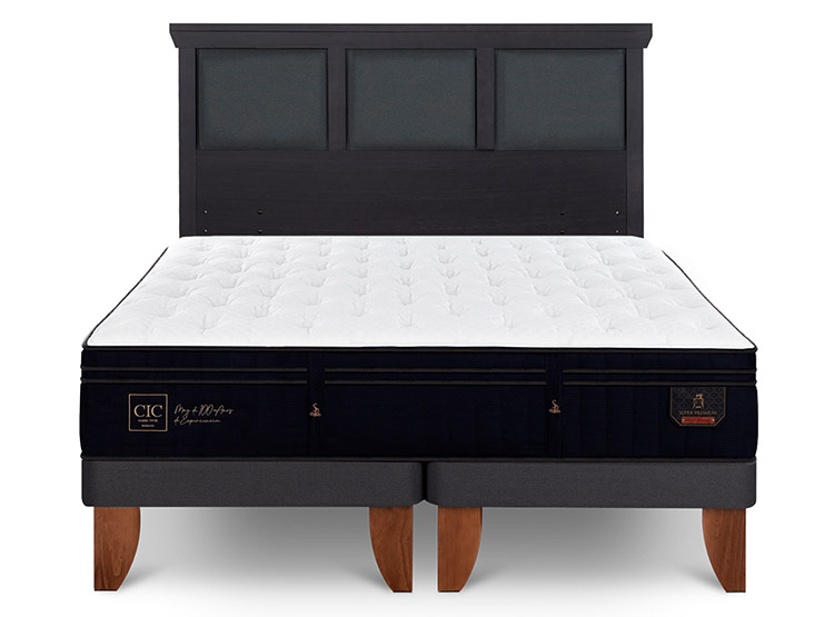 JUEGO DE DORMITORIO CIC CAMA EUROPEA SUPER PREMIUM KING + RESPALDO TORINO NEGRO - 1