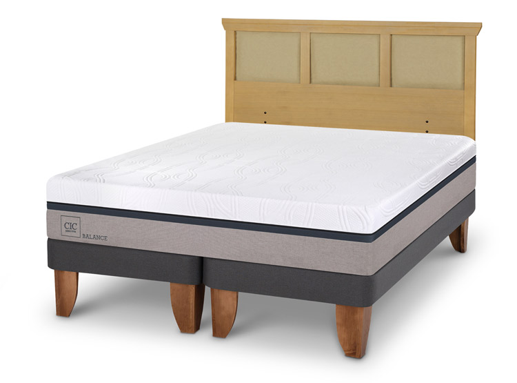 JUEGO DE DORMITORIO CIC CAMA EUROPEA BALANCE BD 2 PLAZAS + RESPALDO TORINO MOSTAZA - 2