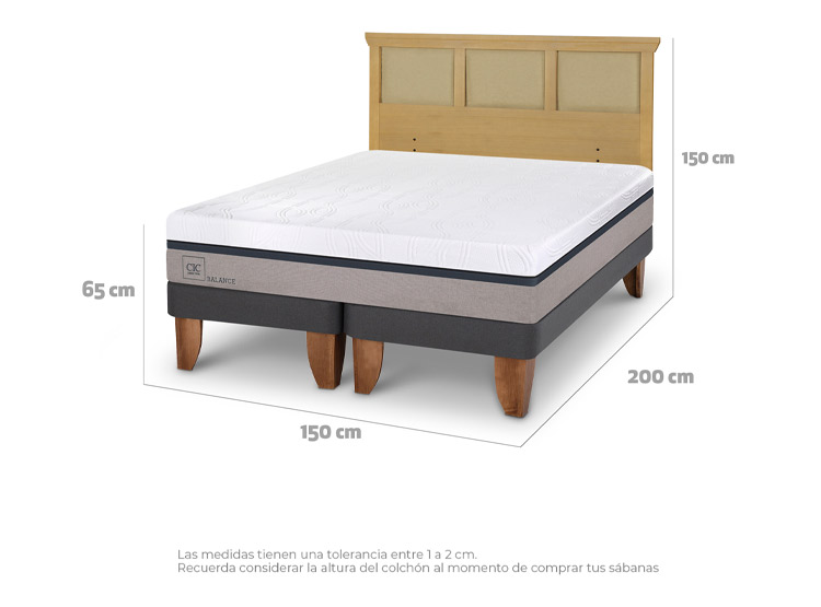 JUEGO DE DORMITORIO CIC CAMA EUROPEA BALANCE BD 2 PLAZAS + RESPALDO TORINO MOSTAZA - 3