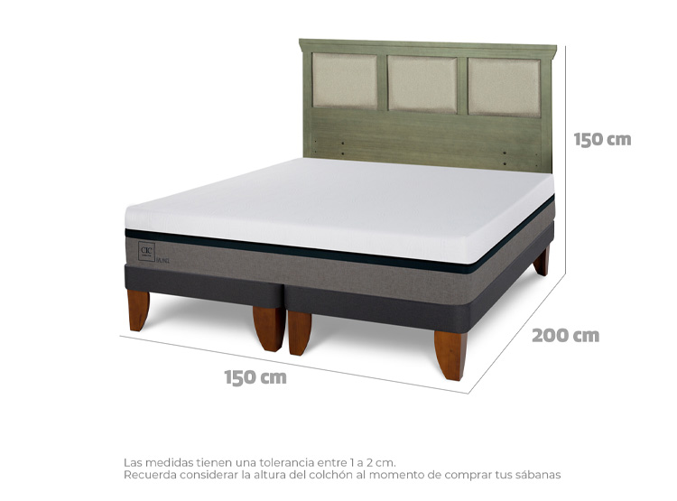 JUEGO DE DORMITORIO CIC CAMA EUROPEA BALANCE BD 2 PLAZAS + RESPALDO TORINO OLIVO - 3