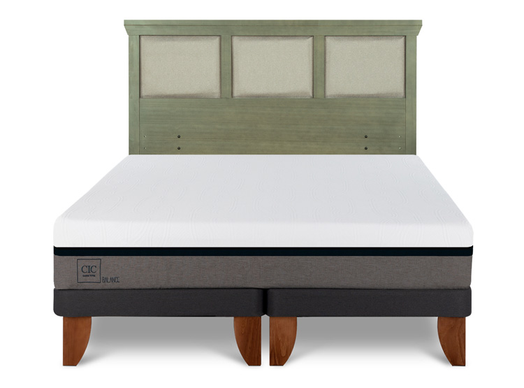JUEGO DE DORMITORIO CIC CAMA EUROPEA BALANCE BD 2 PLAZAS + RESPALDO TORINO OLIVO - 1