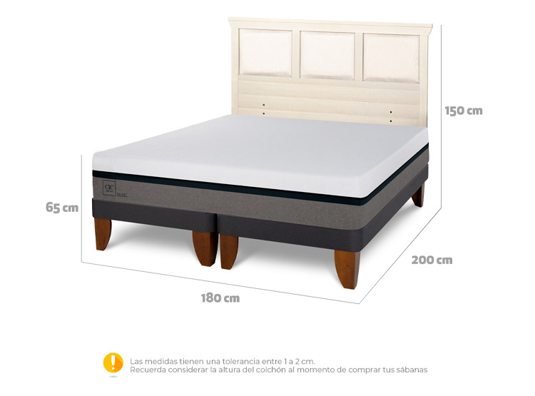 JUEGO DE DORMITORIO CIC CAMA EUROPEA BALANCE KING + RESPALDO TORINO ALPINO - 3