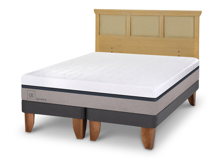 JUEGO DE DORMITORIO CIC CAMA EUROPEA BALANCE KING + RESPALDO TORINO MOSTAZA - 2