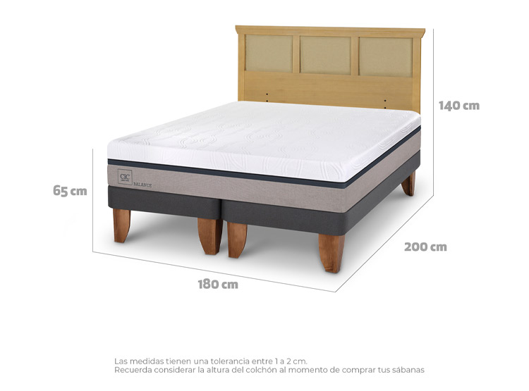 JUEGO DE DORMITORIO CIC CAMA EUROPEA BALANCE KING + RESPALDO TORINO MOSTAZA - 3