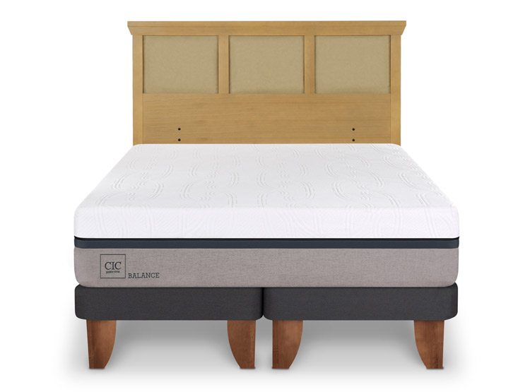 JUEGO DE DORMITORIO CIC CAMA EUROPEA BALANCE KING + RESPALDO TORINO MOSTAZA - 1
