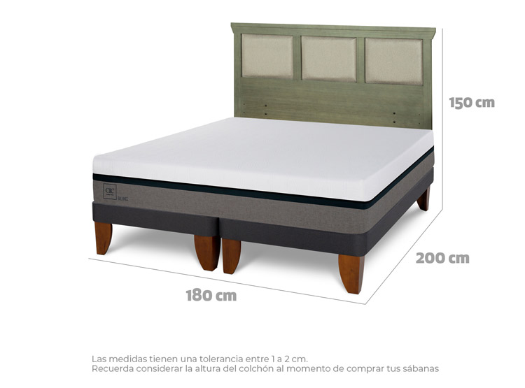 JUEGO DE DORMITORIO CIC CAMA EUROPEA BALANCE KING + RESPALDO TORINO OLIVO - 3