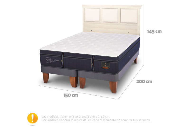 JUEGO DE DORMITORIO CIC CAMA EUROPEA GRAND PREMIUM BD 2 PLAZAS + RESPALDO TORINO ALPINO - 3