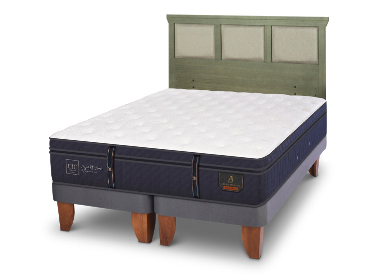 JUEGO DE DORMITORIO CIC CAMA EUROPEA GRAND PREMIUM BD 2 PLAZAS + RESPALDO TORINO OLIVO - 2