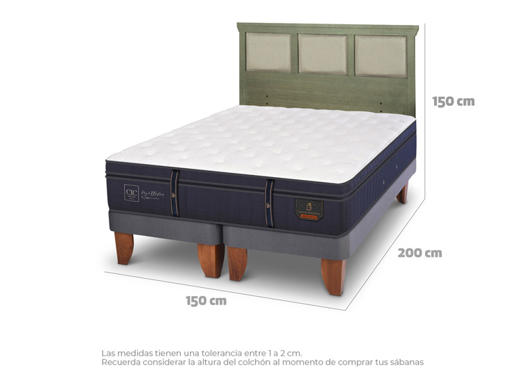 JUEGO DE DORMITORIO CIC CAMA EUROPEA GRAND PREMIUM BD 2 PLAZAS + RESPALDO TORINO OLIVO - 3