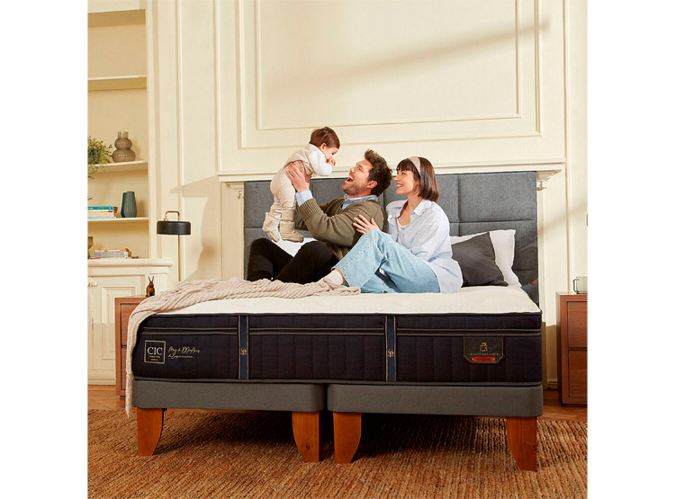 JUEGO DE DORMITORIO CIC CAMA EUROPEA GRAND PREMIUM KING + RESPALDO TORINO ALPINO - 6