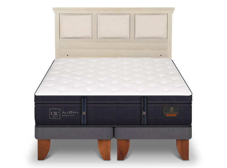 JUEGO DE DORMITORIO CIC CAMA EUROPEA GRAND PREMIUM KING + RESPALDO TORINO ALPINO - 1