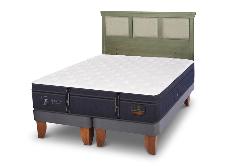 JUEGO DE DORMITORIO CIC CAMA EUROPEA GRAND PREMIUM KING + RESPALDO TORINO OLIVO - 2