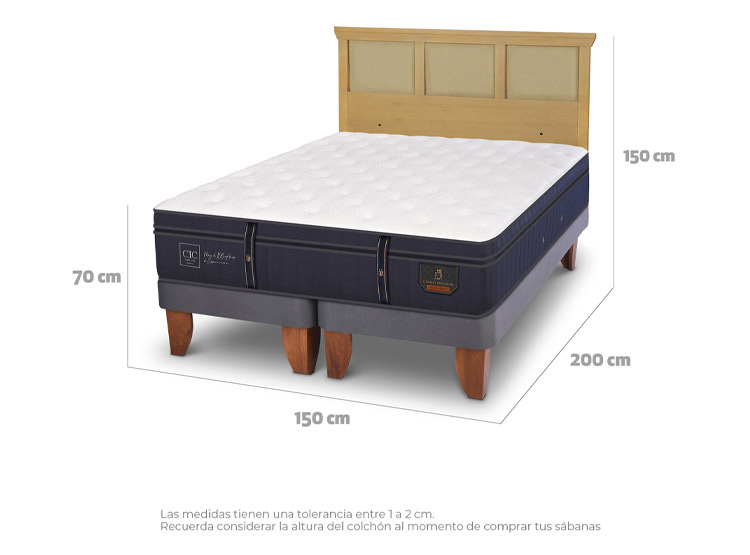 JUEGO DE DORMITORIO CIC CAMA EUROPEA GRAND PREMIUM BD 2 PLAZAS + RESPALDO TORINO MOSTAZA - 3