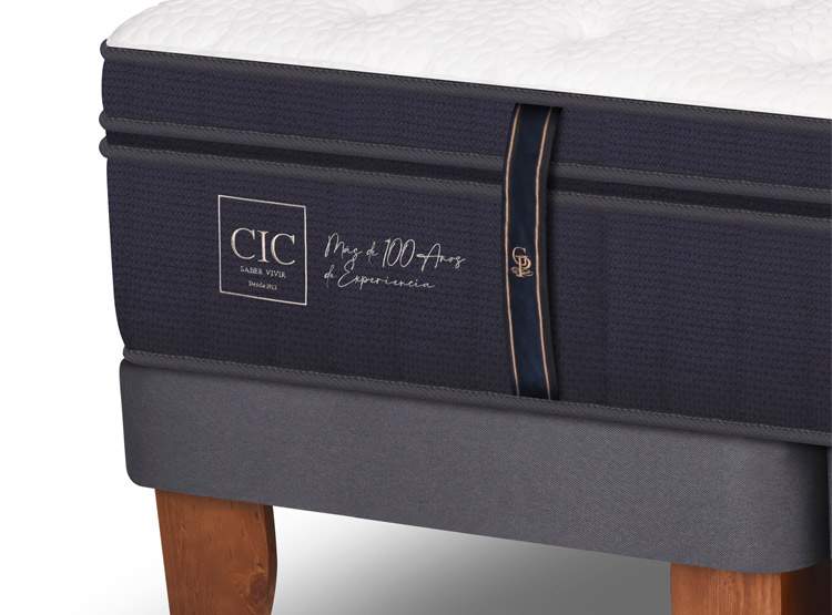 JUEGO DE DORMITORIO CIC CAMA EUROPEA GRAND PREMIUM BD 2 PLAZAS + RESPALDO TORINO MOSTAZA - 4