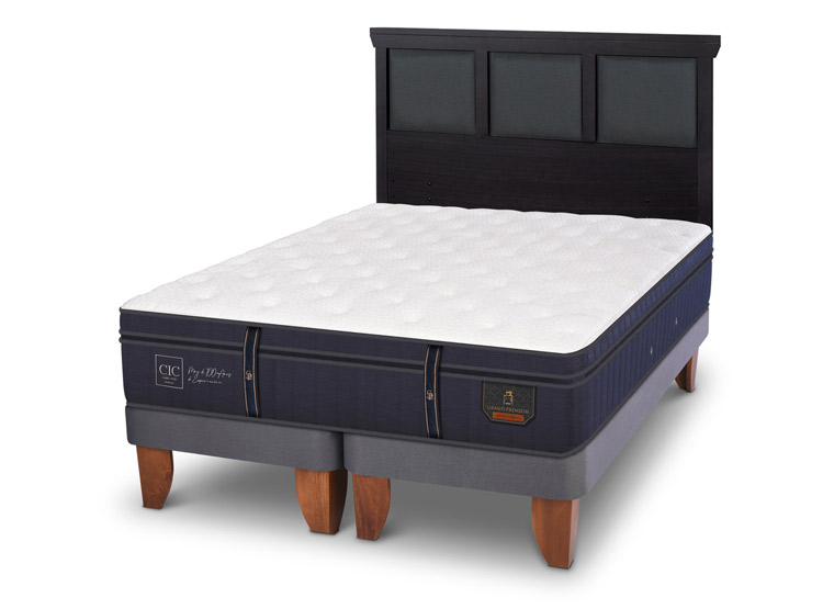 JUEGO DE DORMITORIO CIC CAMA EUROPEA GRAND PREMIUM BD 2 PLAZAS + RESPALDO TORINO NEGRO - 2