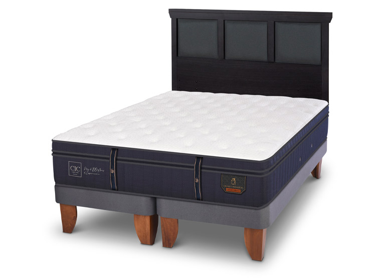 JUEGO DE DORMITORIO CIC CAMA EUROPEA GRAND PREMIUM KING + RESPALDO TORINO NEGRO - 2