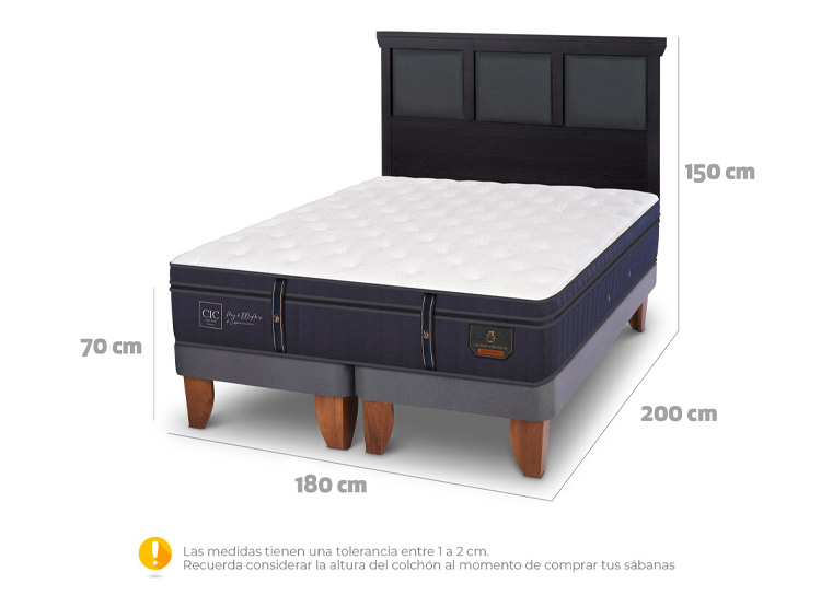 JUEGO DE DORMITORIO CIC CAMA EUROPEA GRAND PREMIUM KING + RESPALDO TORINO NEGRO - 3