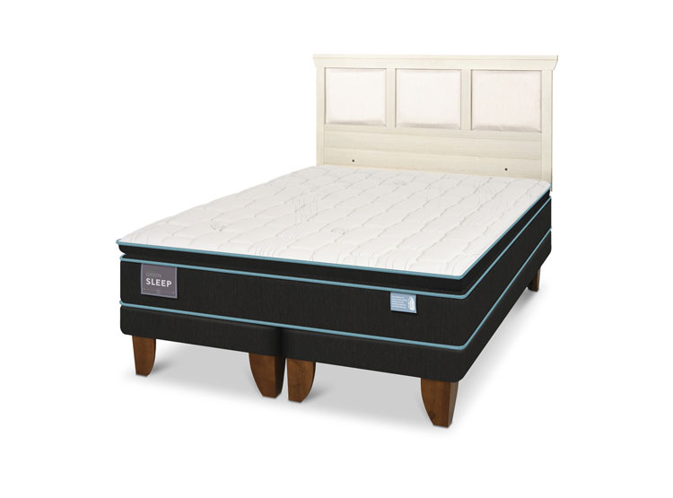 JUEGO DE DORMITORIO CIC CAMA EUROPEA GREEN SLEEP BD 2 PLAZAS + RESPALDO TORINO ALPINO - 2