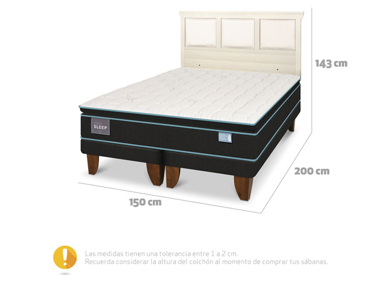 JUEGO DE DORMITORIO CIC CAMA EUROPEA GREEN SLEEP BD 2 PLAZAS + RESPALDO TORINO ALPINO - 3