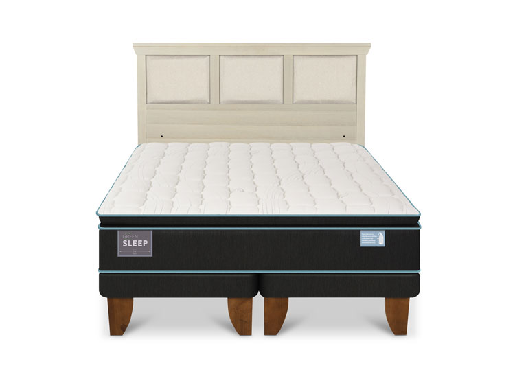 JUEGO DE DORMITORIO CIC CAMA EUROPEA GREEN SLEEP BD 2 PLAZAS + RESPALDO TORINO ALPINO - 1