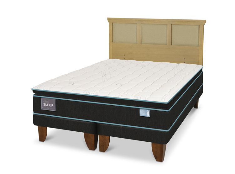 JUEGO DE DORMITORIO CIC CAMA EUROPEA GREEN SLEEP BD 2 PLAZAS + RESPALDO TORINO MOSTAZA - 2