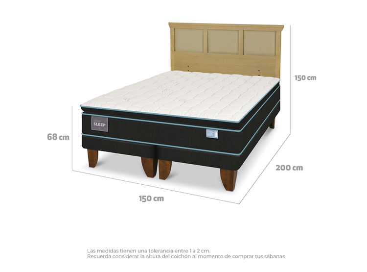JUEGO DE DORMITORIO CIC CAMA EUROPEA GREEN SLEEP BD 2 PLAZAS + RESPALDO TORINO MOSTAZA - 3