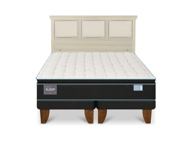 JUEGO DE DORMITORIO CIC CAMA EUROPEA GREEN SLEEP KING + RESPALDO TORINO ALPINO - 1