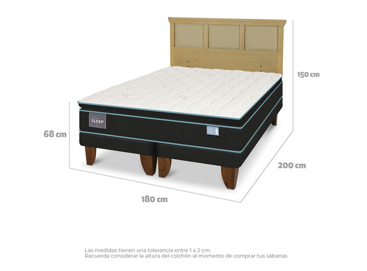 JUEGO DE DORMITORIO CIC CAMA EUROPEA GREEN SLEEP KING + RESPALDO TORINO MOSTAZAA - 3